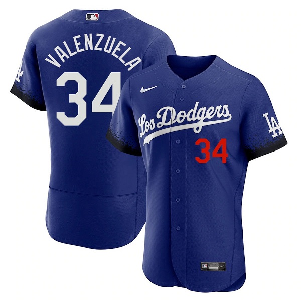 Men's Royal Los Angeles Dodgers #34 Toro Valenzuela 2021 City Connect Flex Base Stitched Baseball Jersey